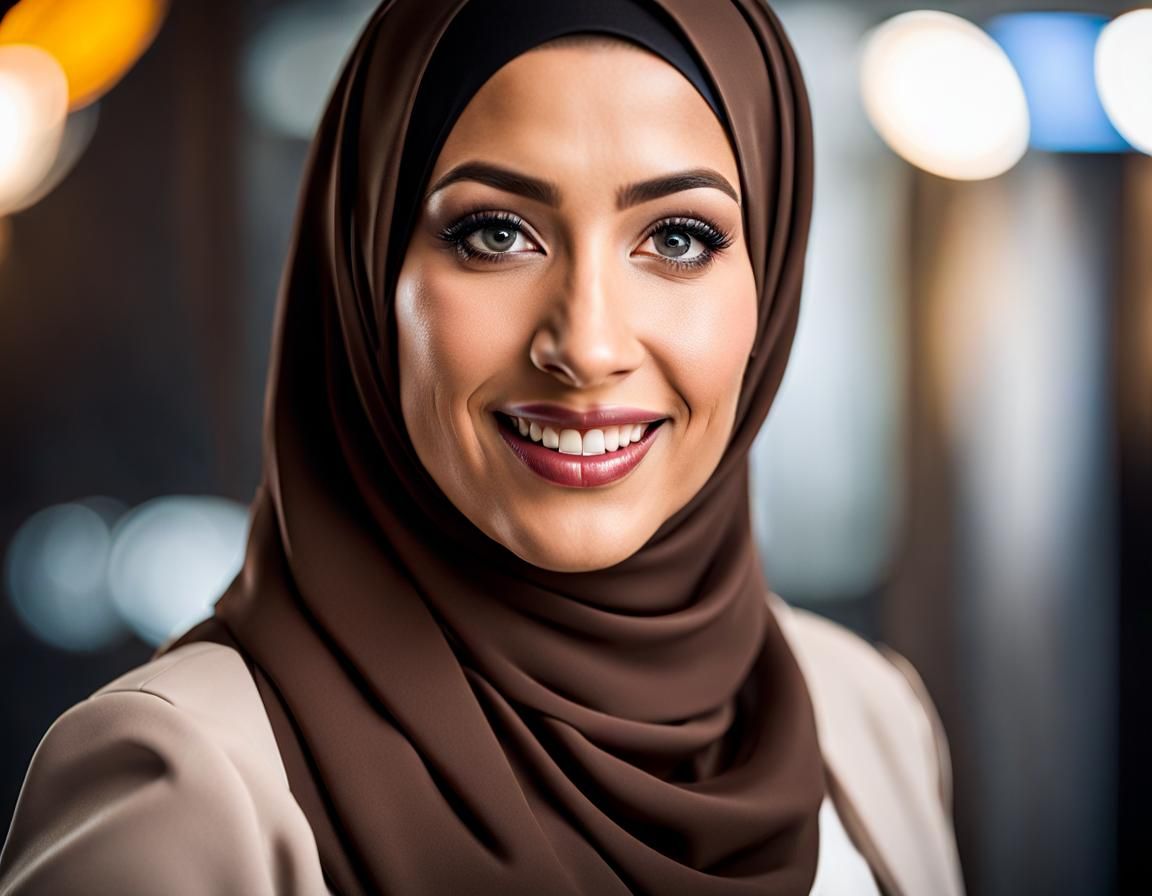 Realistic Portrait of a Hijabi News Presenter in Studio