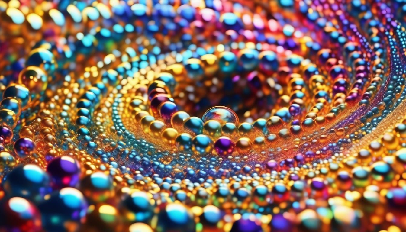 Iridescent Whirlpool of Beads in Fauvist Style