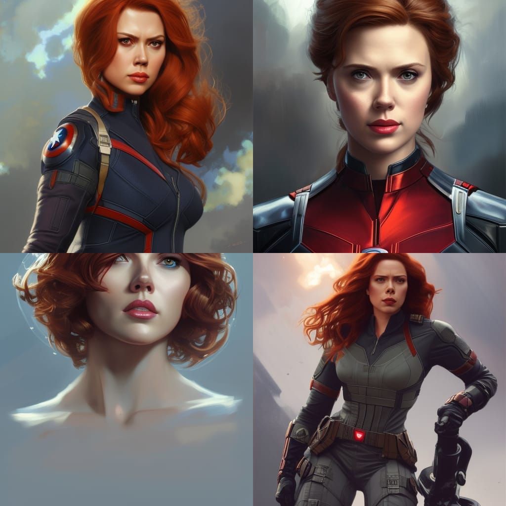 Natasha Romanoff as Captain America: Hyperdetailed Portrait