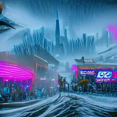 Cyberpunk Ice Age City of the Future