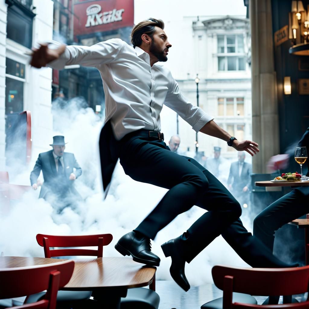 Restaurant Chaos in London: Hyper-Realistic Digital Art