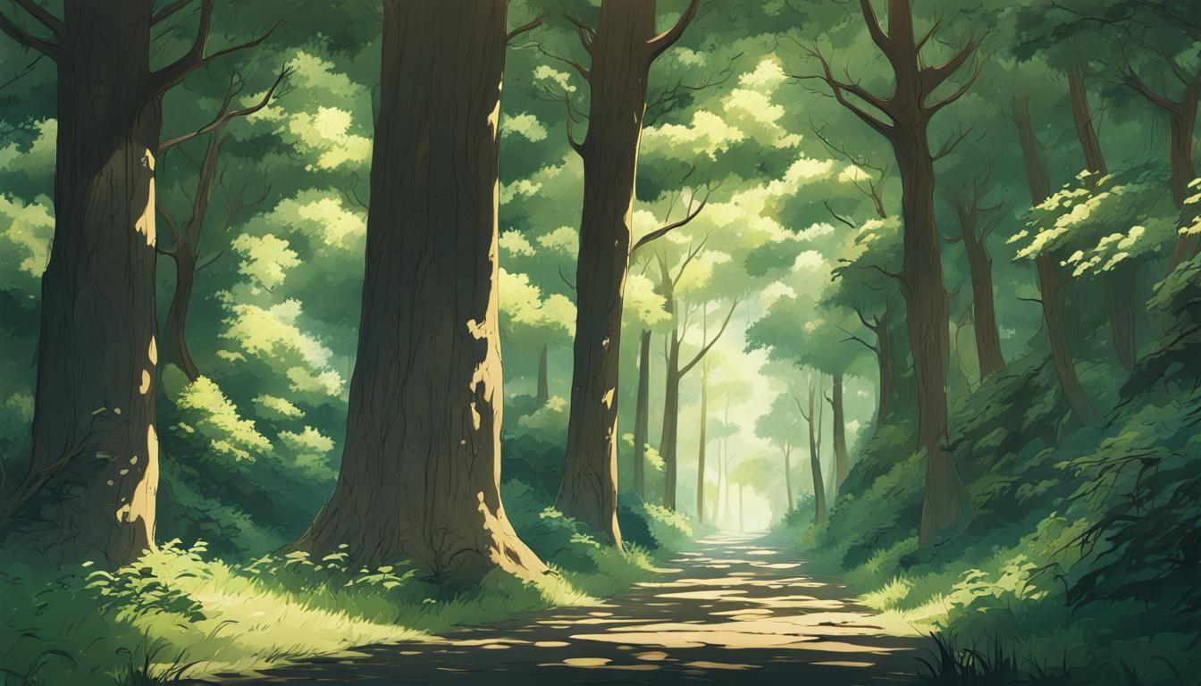 Lush Forest Shadows in Studio Ghibli Style