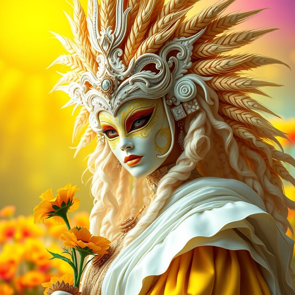 Regal Virgo Carnival Queen in Vibrant Sun-Kissed Splendor