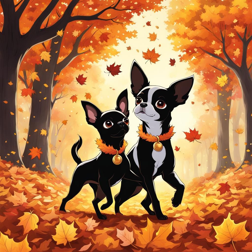 Chihuahua and Boston Terrier Dance in Anime Style