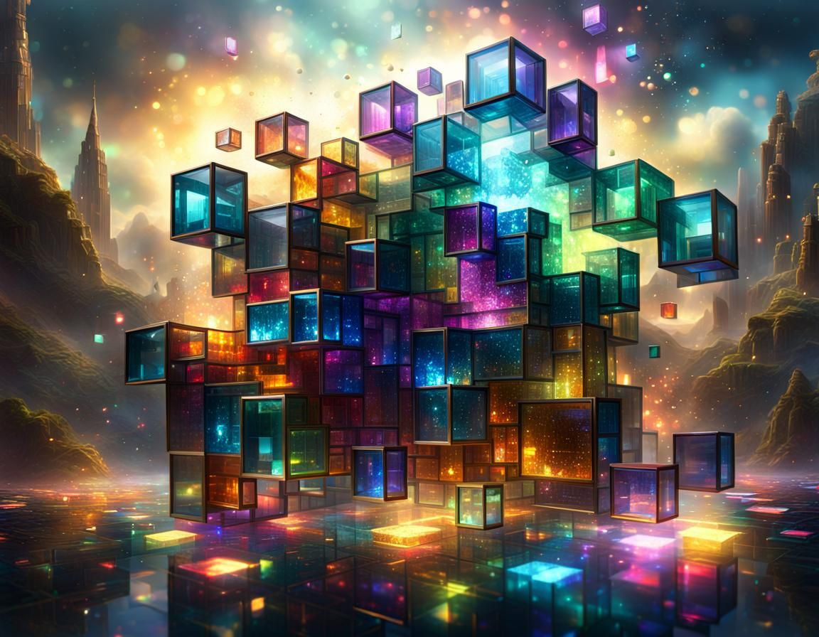 Ornate Multicolored Glass Tetris Masterpiece