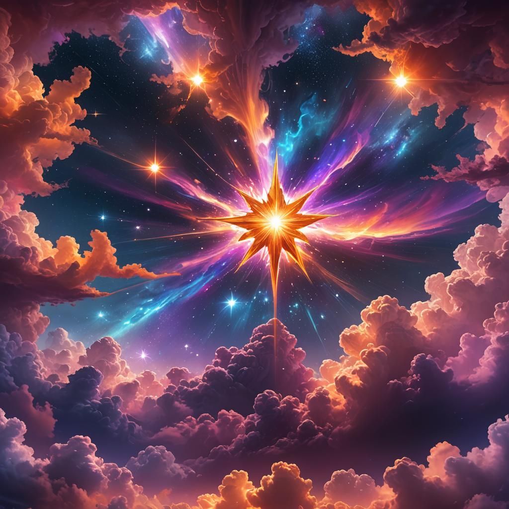 Glowing Star in Dark Sky: Digital Matte Painting