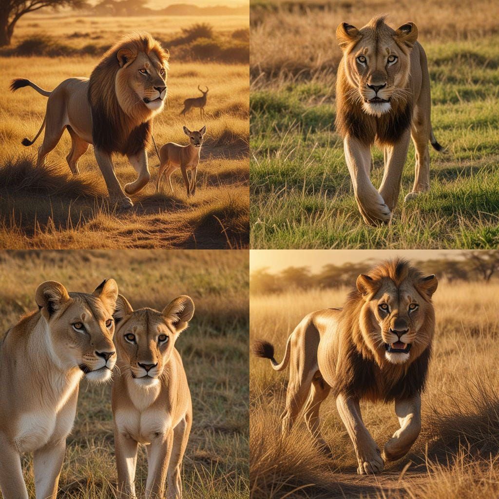 Lion and Gazelle in Majestic Savannah Landscape