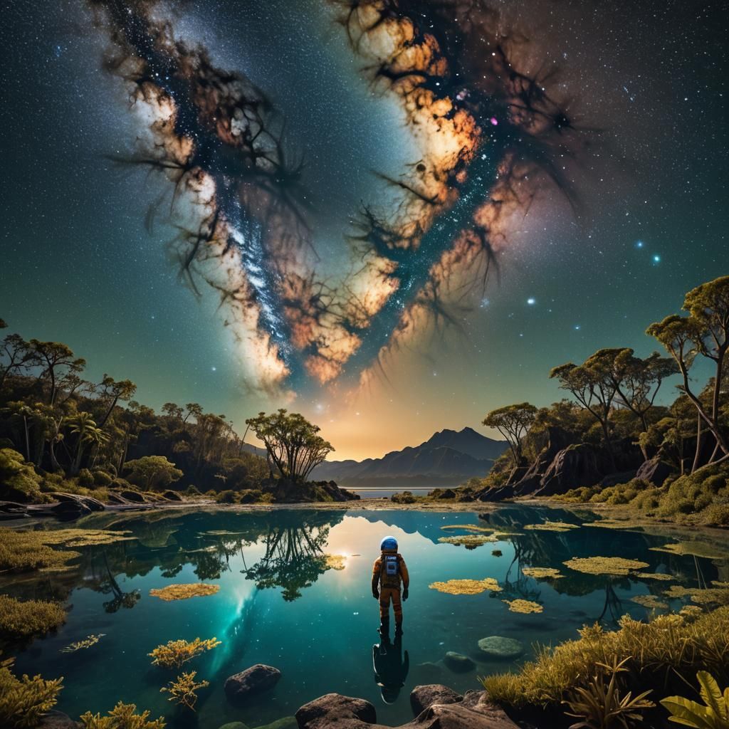 Glowing Black Hole Swallowing Galaxy in Cosmic Fantasy Style