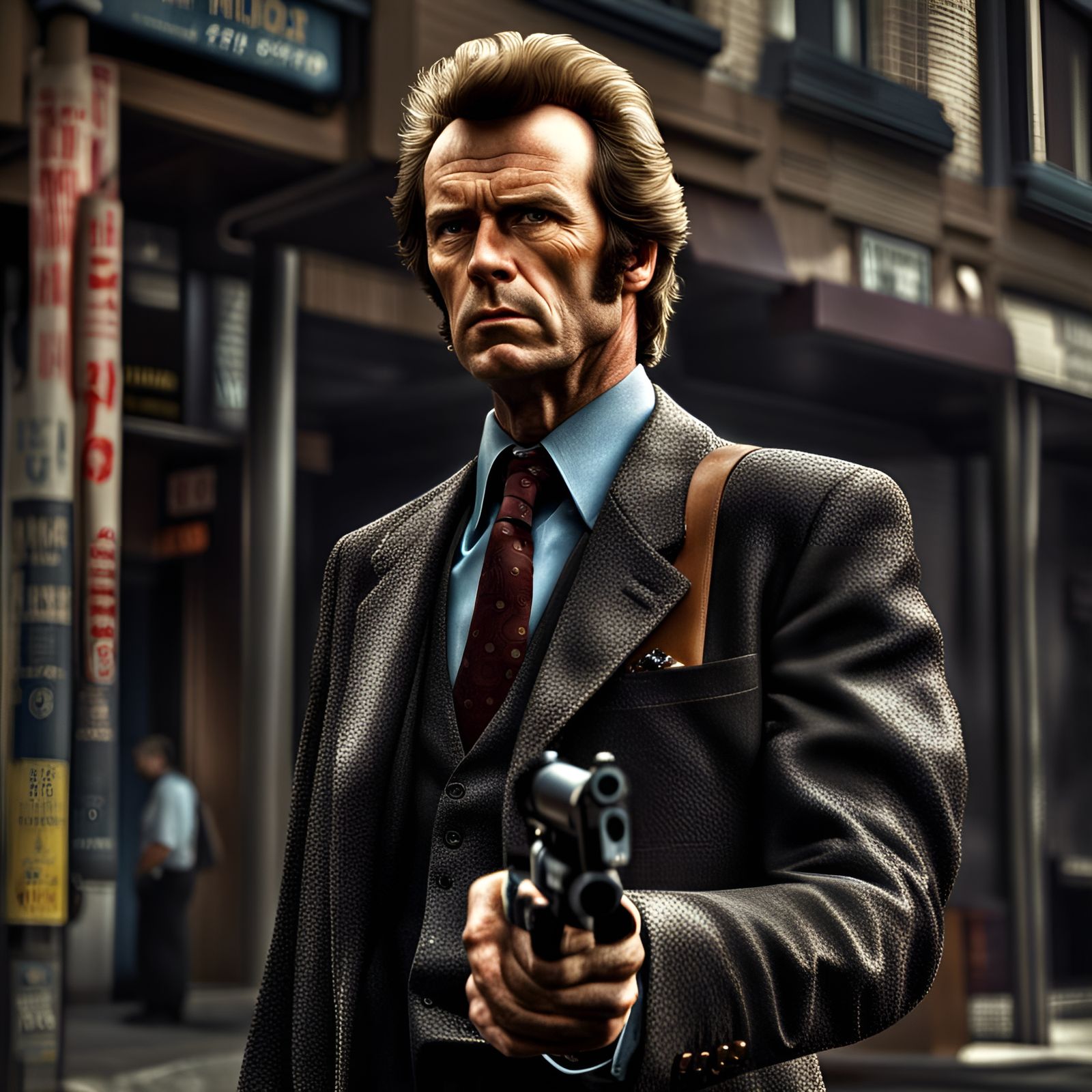 Hyperrealistic Cinematic Still of Dirty Harry