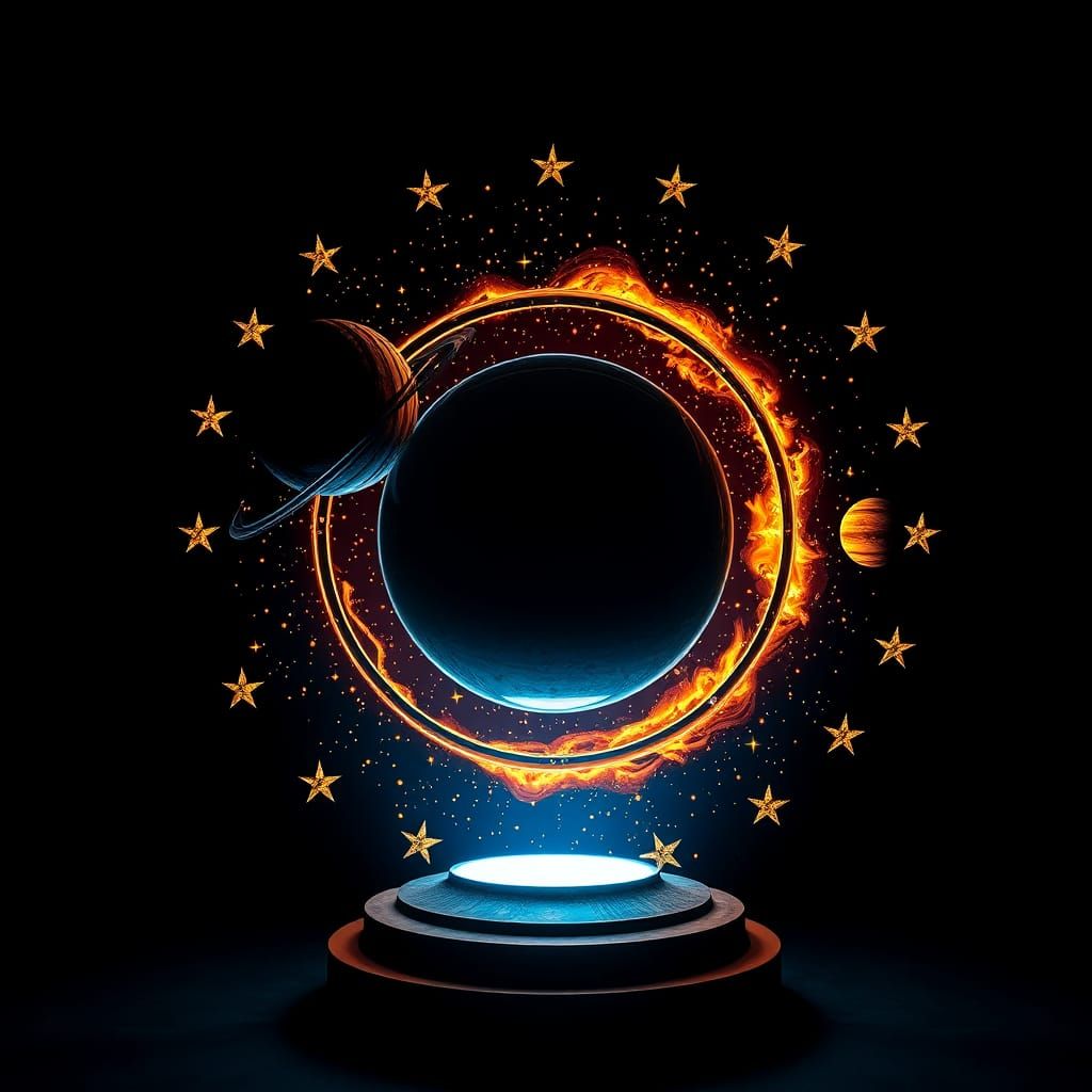 Solar System Lamp in Bright 3D Rendering