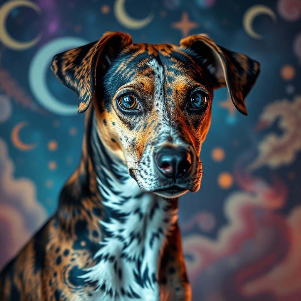 Realistic Catahoula Cur and Seahorse Hybrid in Whimsical Dre...