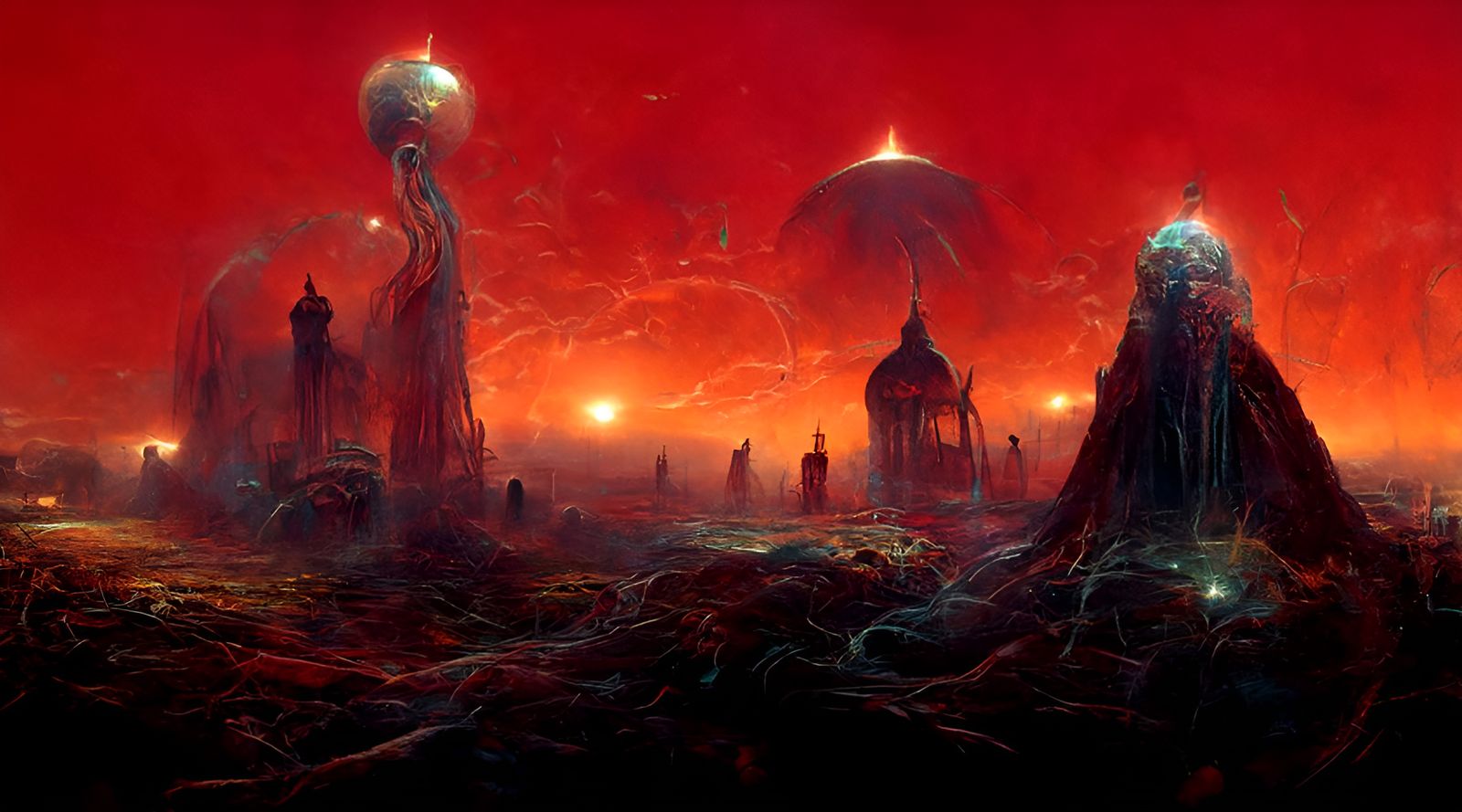 Alien World's Fiery Apocalypse: Expressionistic Digital Art