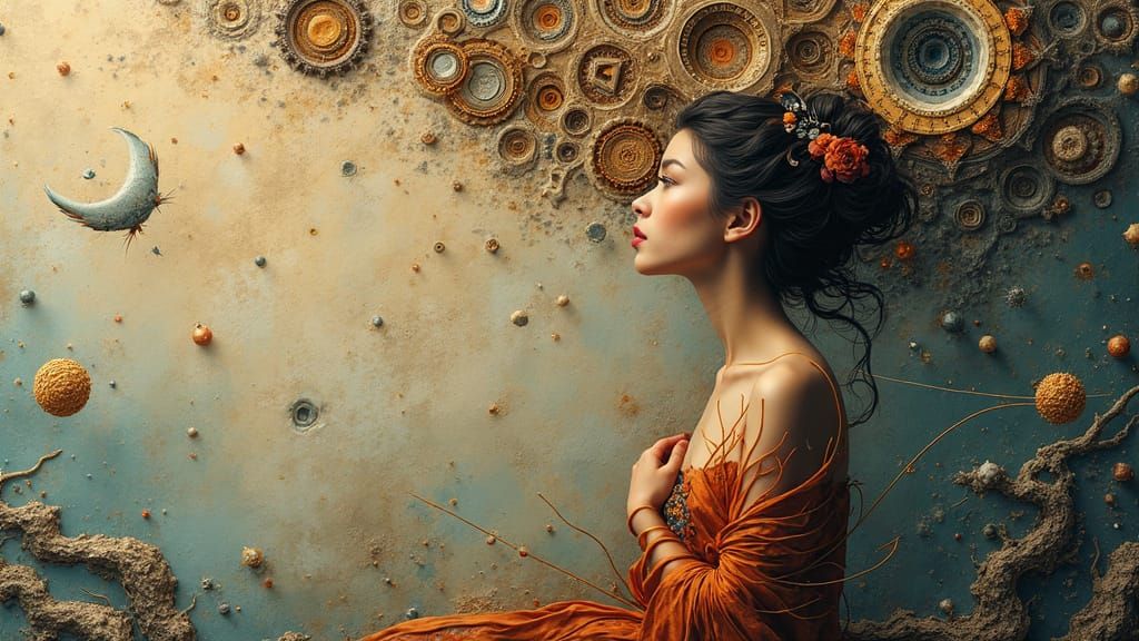 Ethereal Woman in a Surreal Fractal Dreamscape