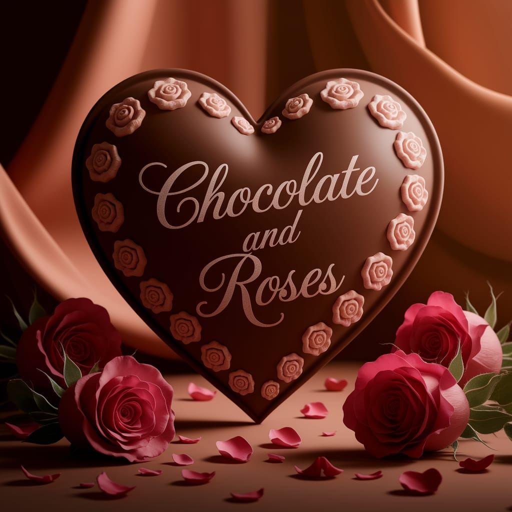 Romantic Chocolate Heart with Roses