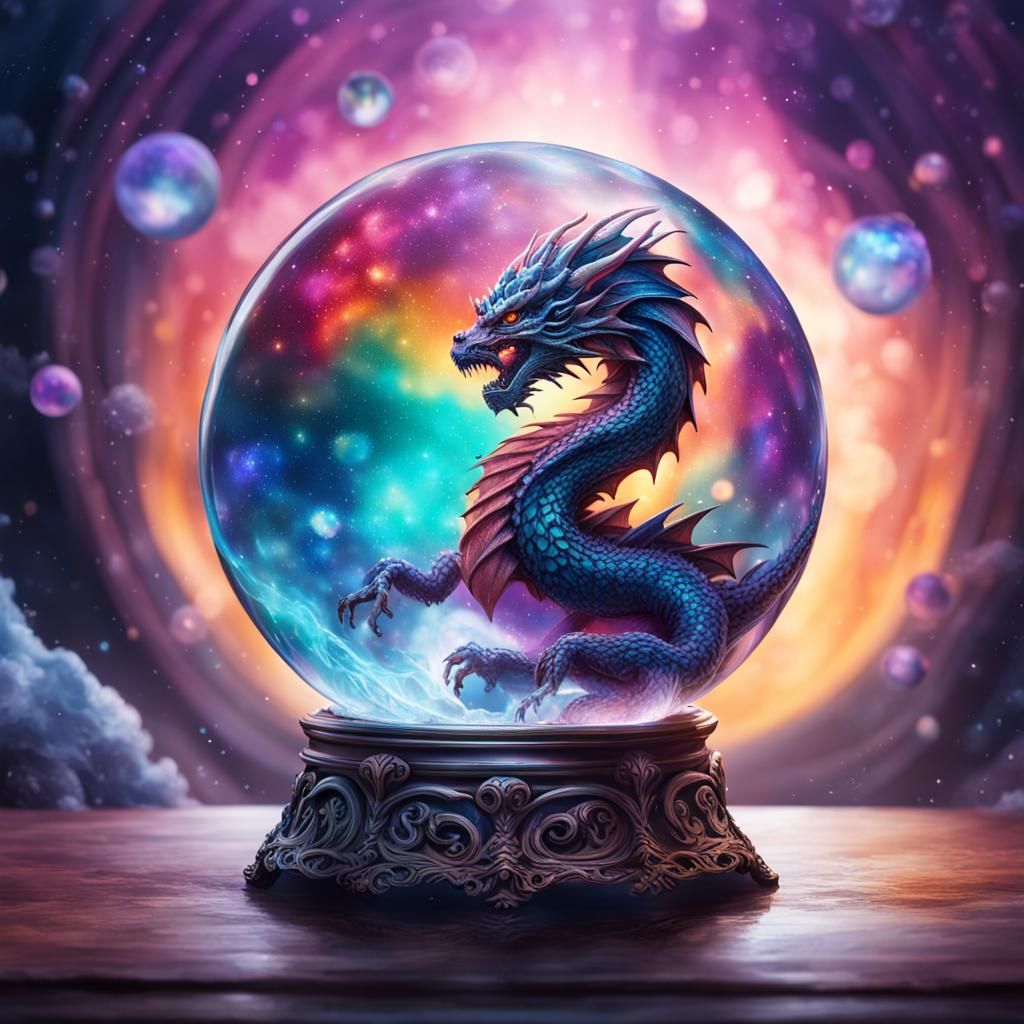 Crystal Dragon Galaxy in Hyperrealistic Style