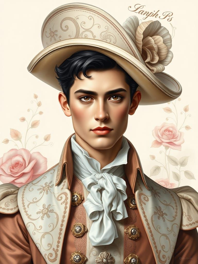 Stylized Portrait of a Young Aristocrat in Baroque Attire