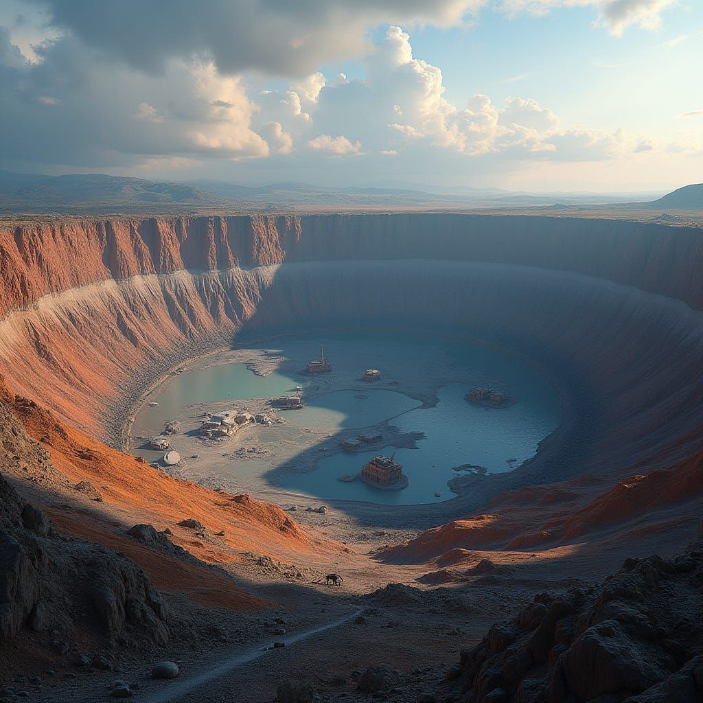 Open Pit Mine Landscape with Software Icons