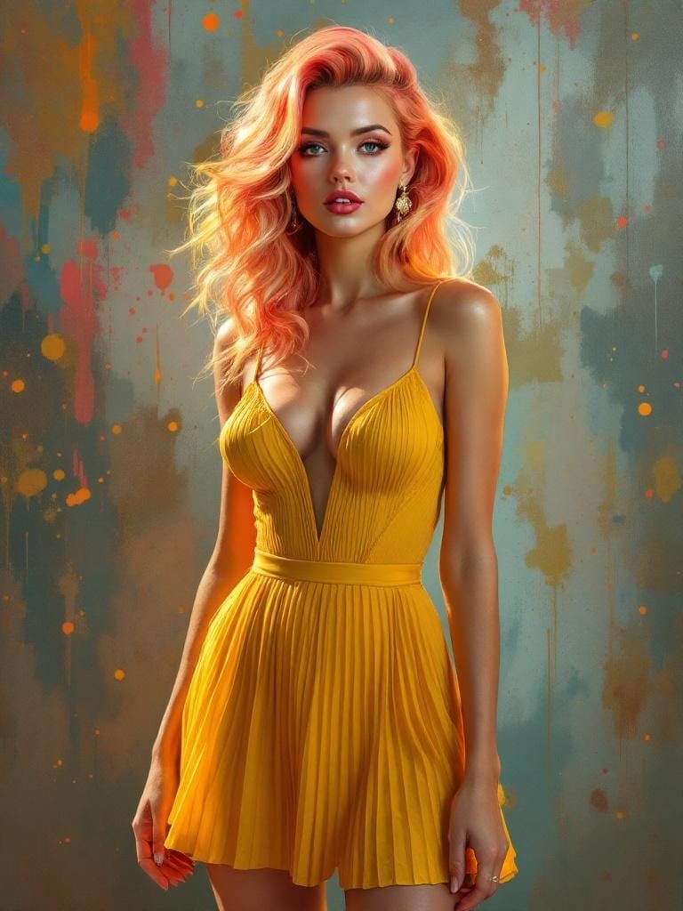 Hyperrealistic Pin-Up in Vibrant Digital Rendering