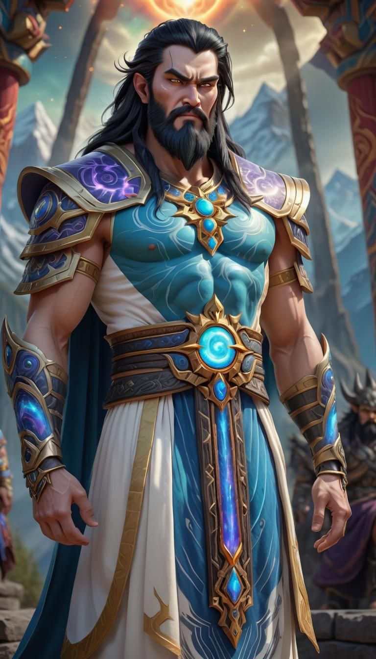 Evil Chaos God with Divine Aura in Warcraft Style