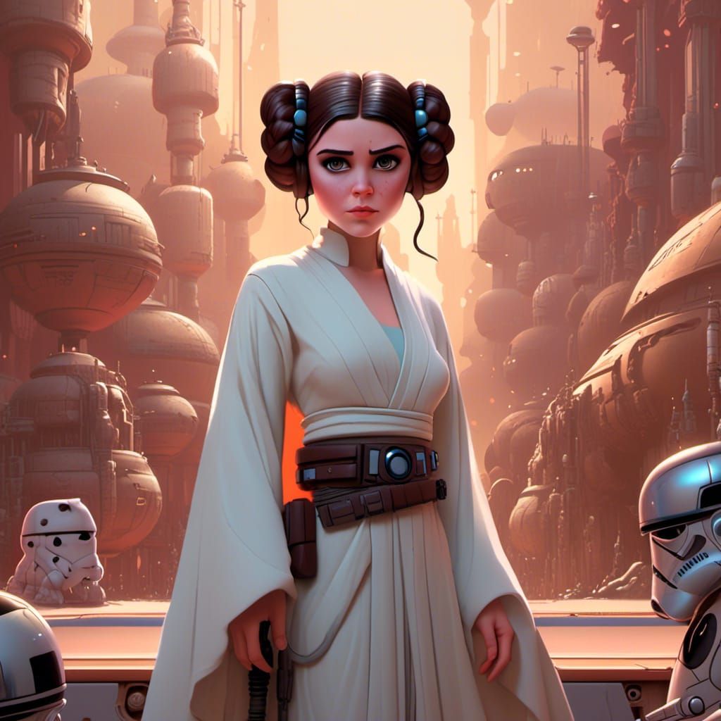 Princess Leia in Pixar Style 3D Art