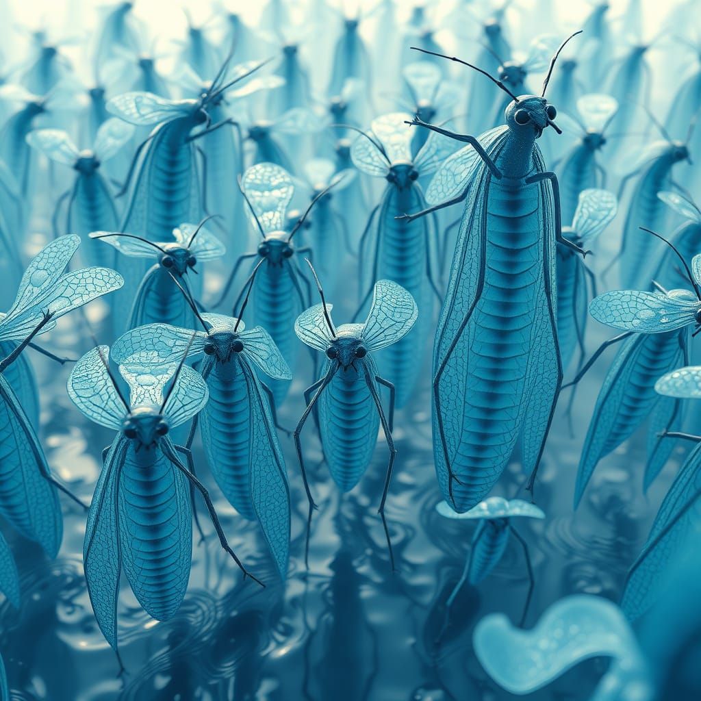 Aquatic Insect Legion in Dreamlike Motion