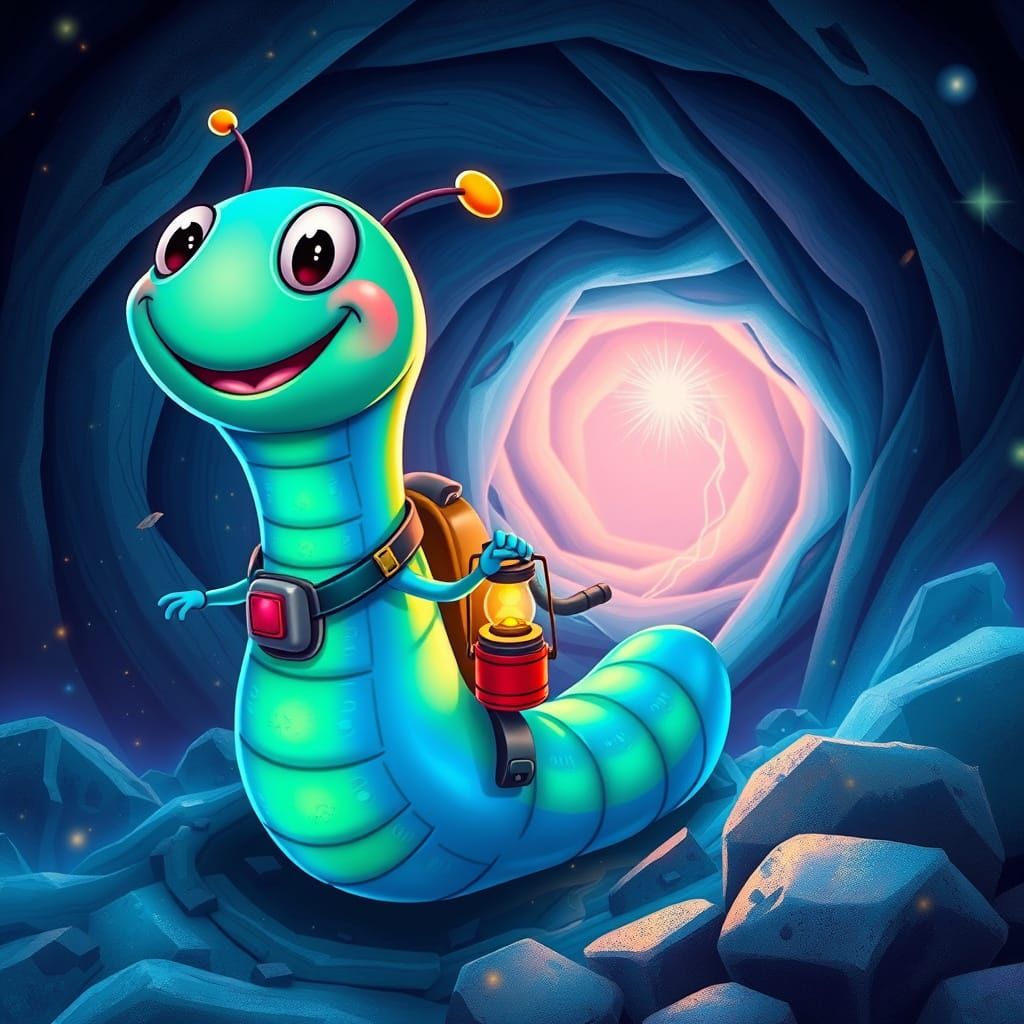 Worm Emerges into Cosmic Wormhole in Futuristic, Whimsical S...