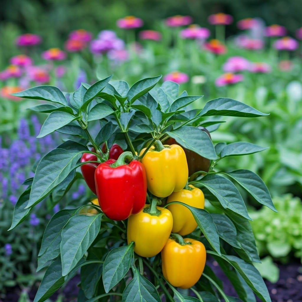 Bell Pepper Plant in Impressionist Garden