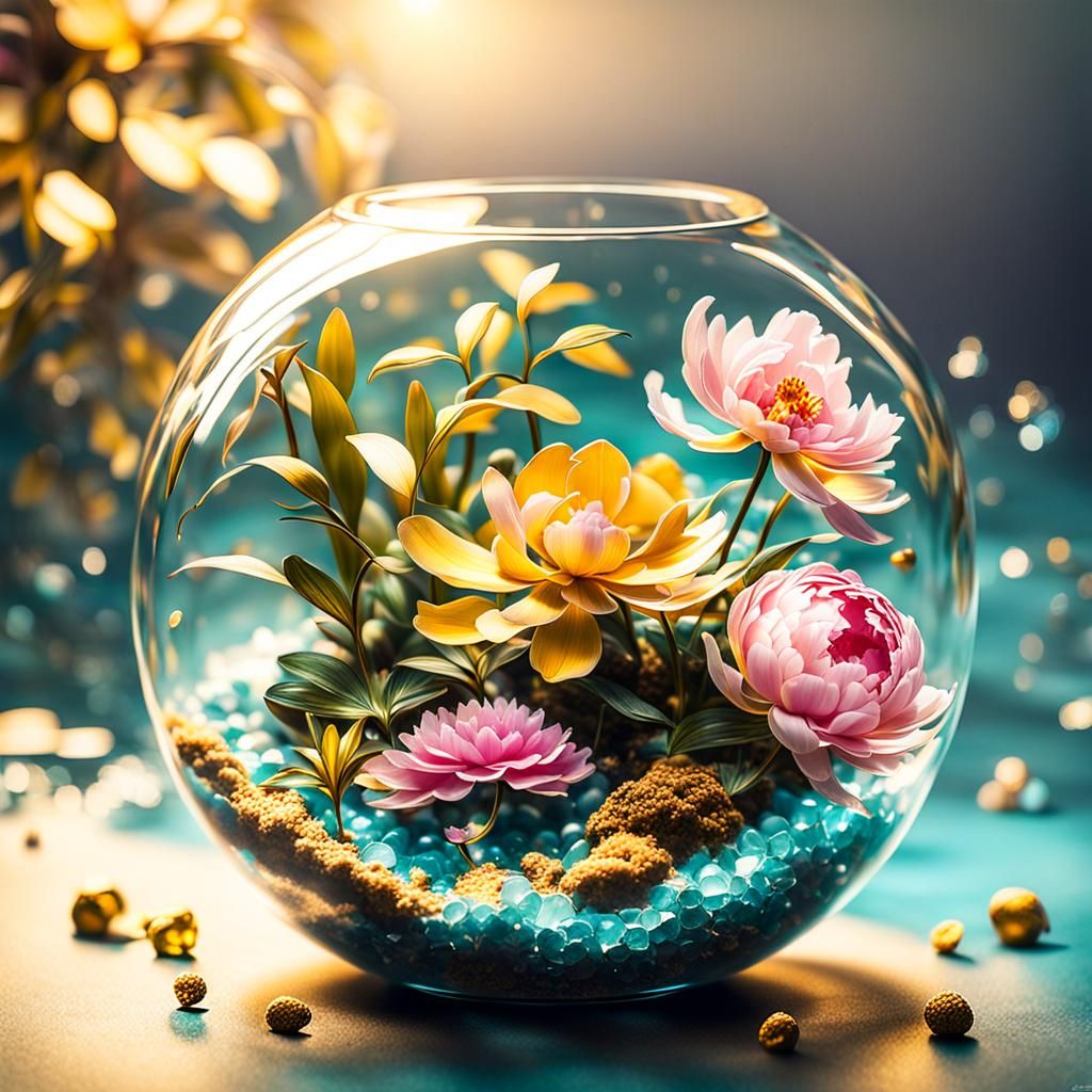 Terrarium of Life Floats Through Cloudy Ocean