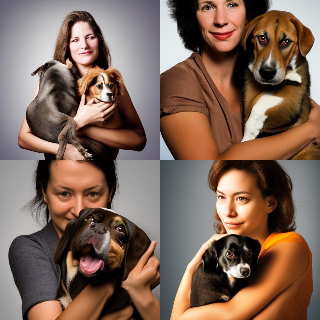 Woman and Dog Portrait in Professional Style