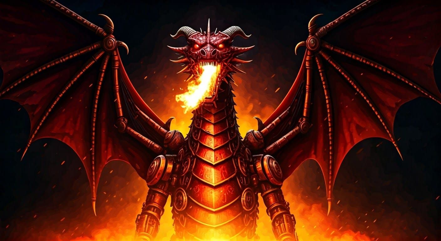 Clockwork Dragon Unleashes Fiery Breath, Steampunk Style