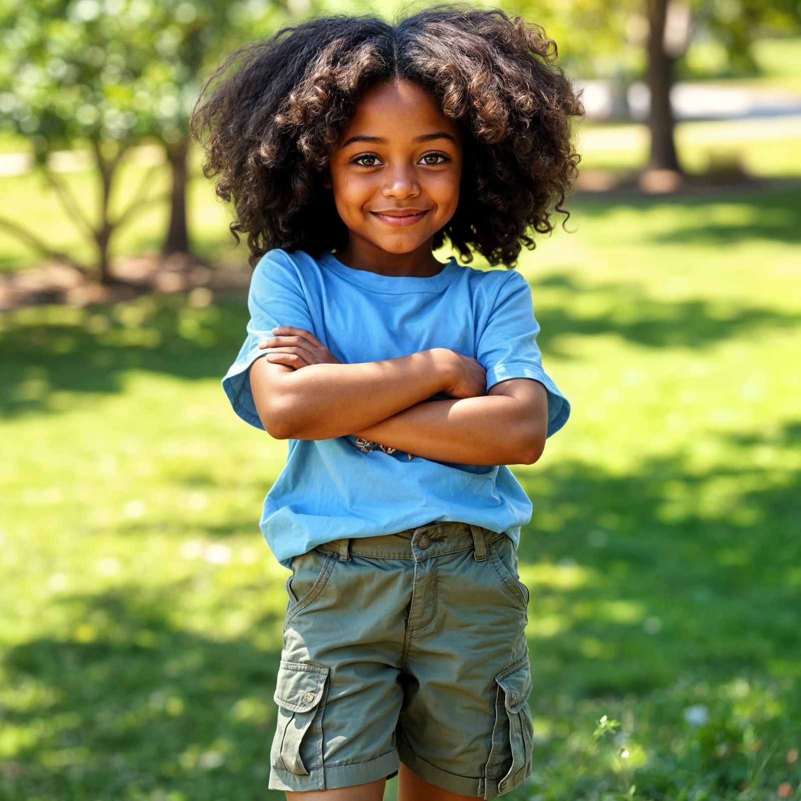 Confident Young Girl in Sun-Kissed Summer Setting