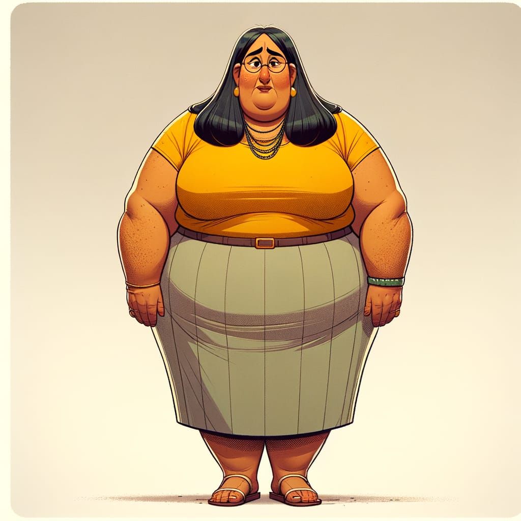 A Middle-Aged Arabic Woman in a Bright Yellow Ensemble