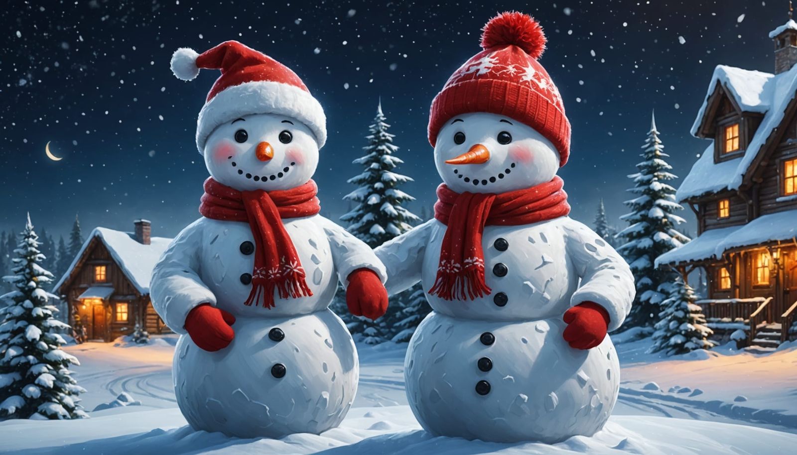 Vibrant Winter Wonderland in Oil Painting Style