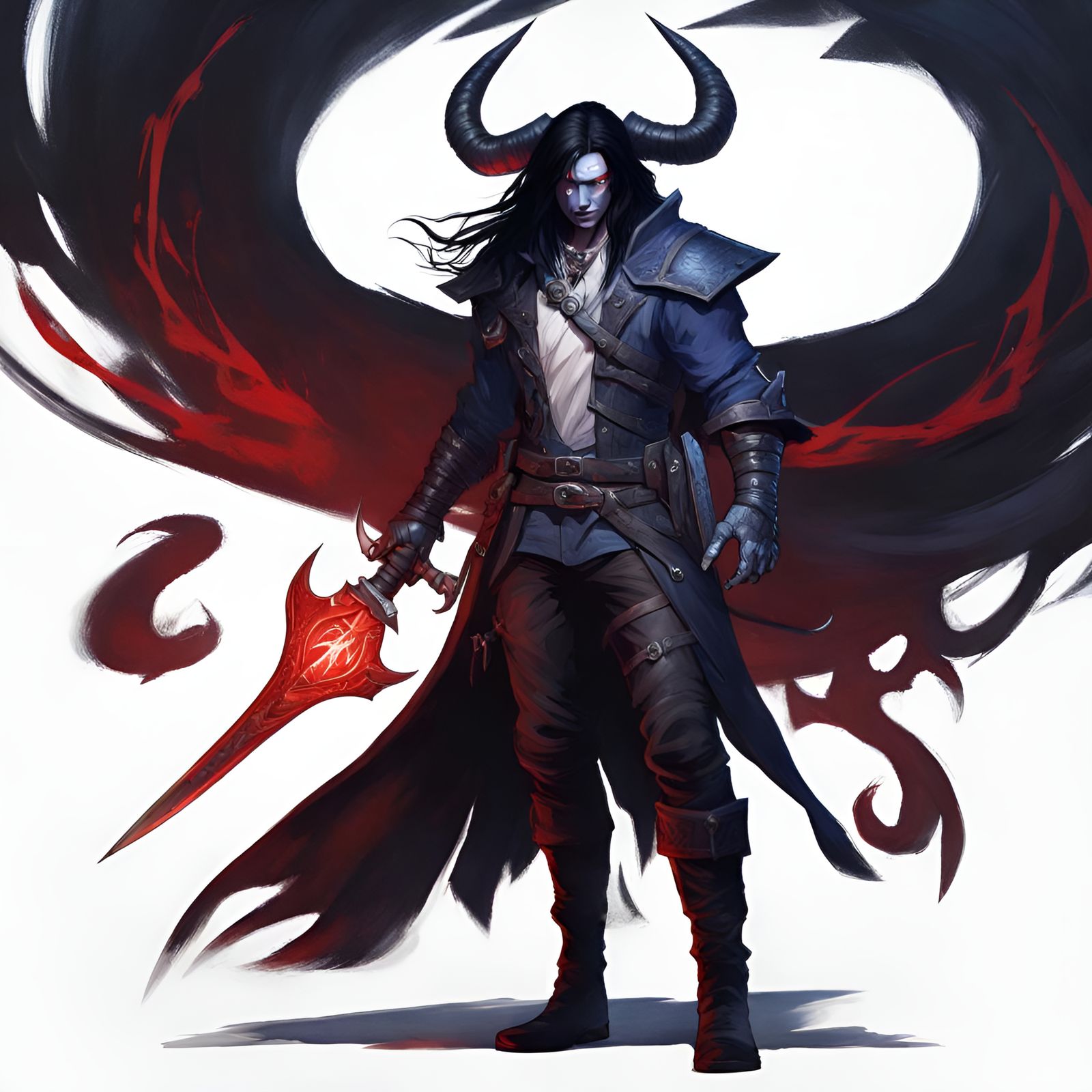 Tiefling Bounty Hunter with Arcane Glaive, Hyperdetailed Con...