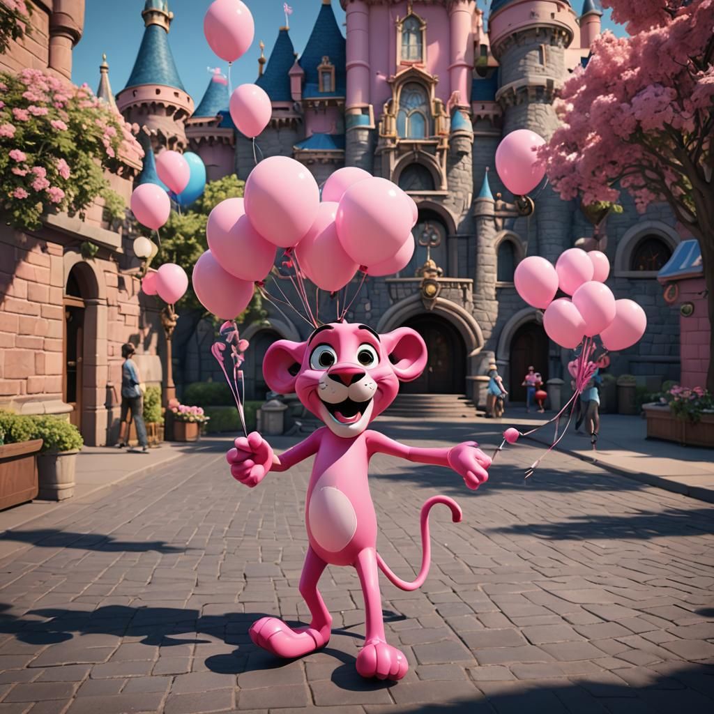 Pinko the Pink Panther at Disneyland in 3D
