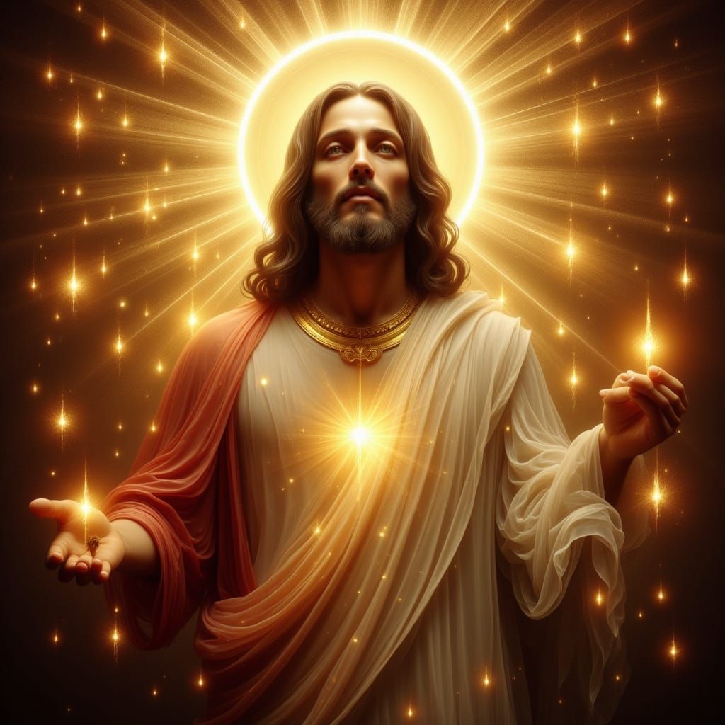 Majestic Portrait of Jesus Radiating Divine Light