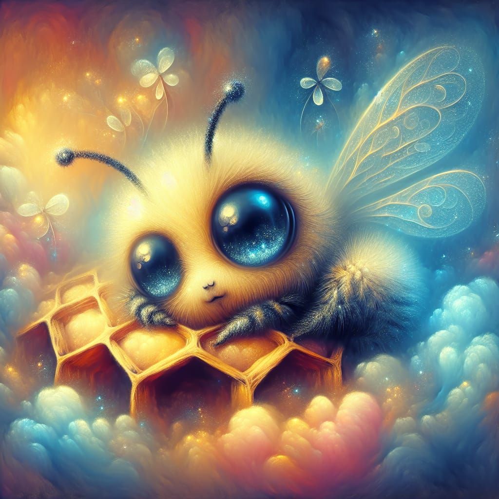 Enchanting Baby Bumblebee Sleeping in Honeycomb Home