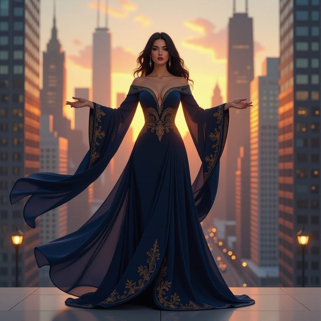 Chicago Spirit in Neon Art Deco Style