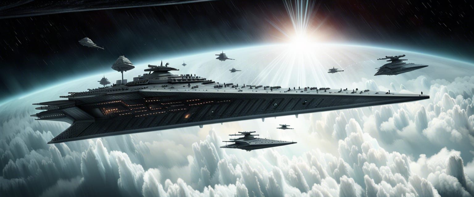 A fleet of star destroyers from Star Wars