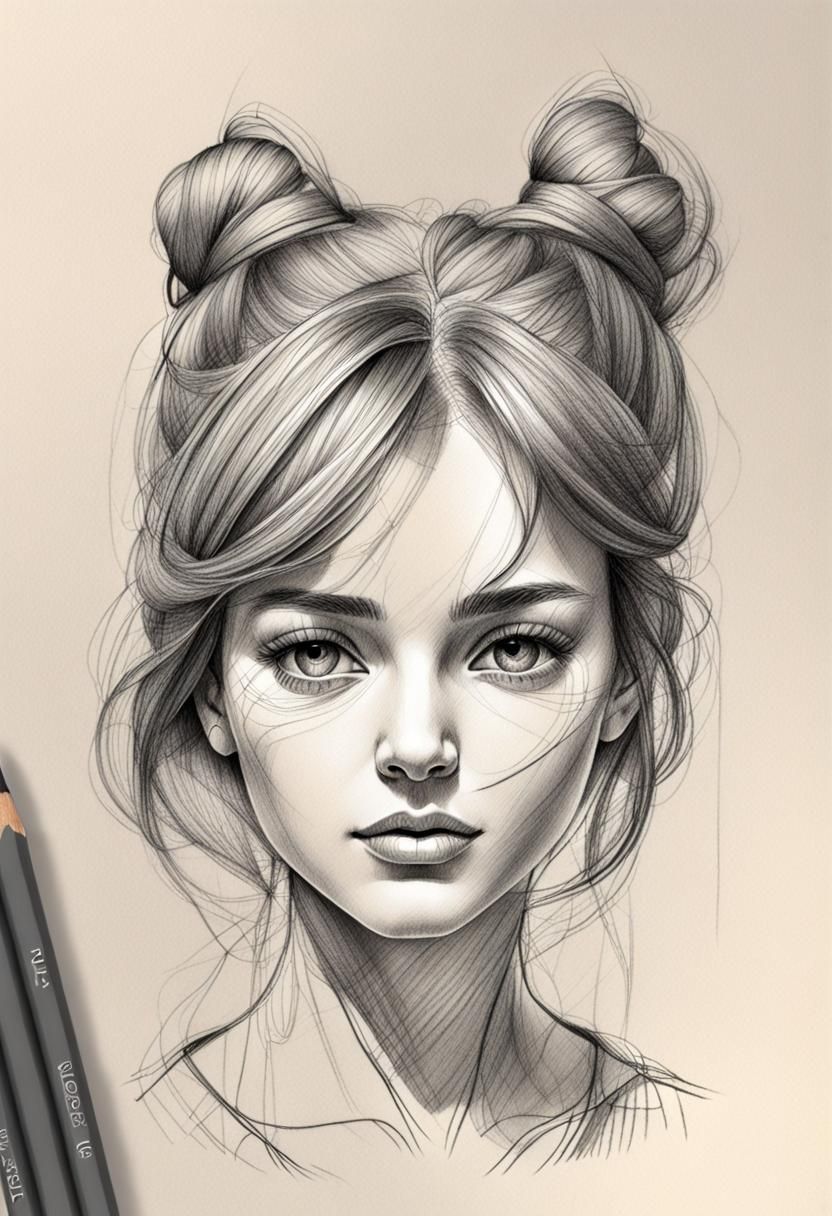Detailed Pencil Sketch of a Woman's Face