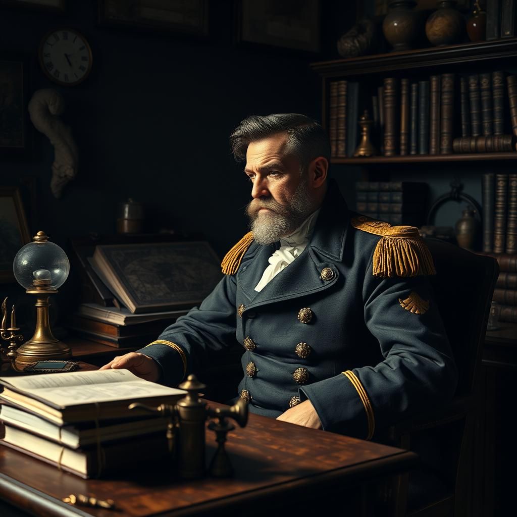 Captain Nemo in Moody Vintage Study, Illustrated Style