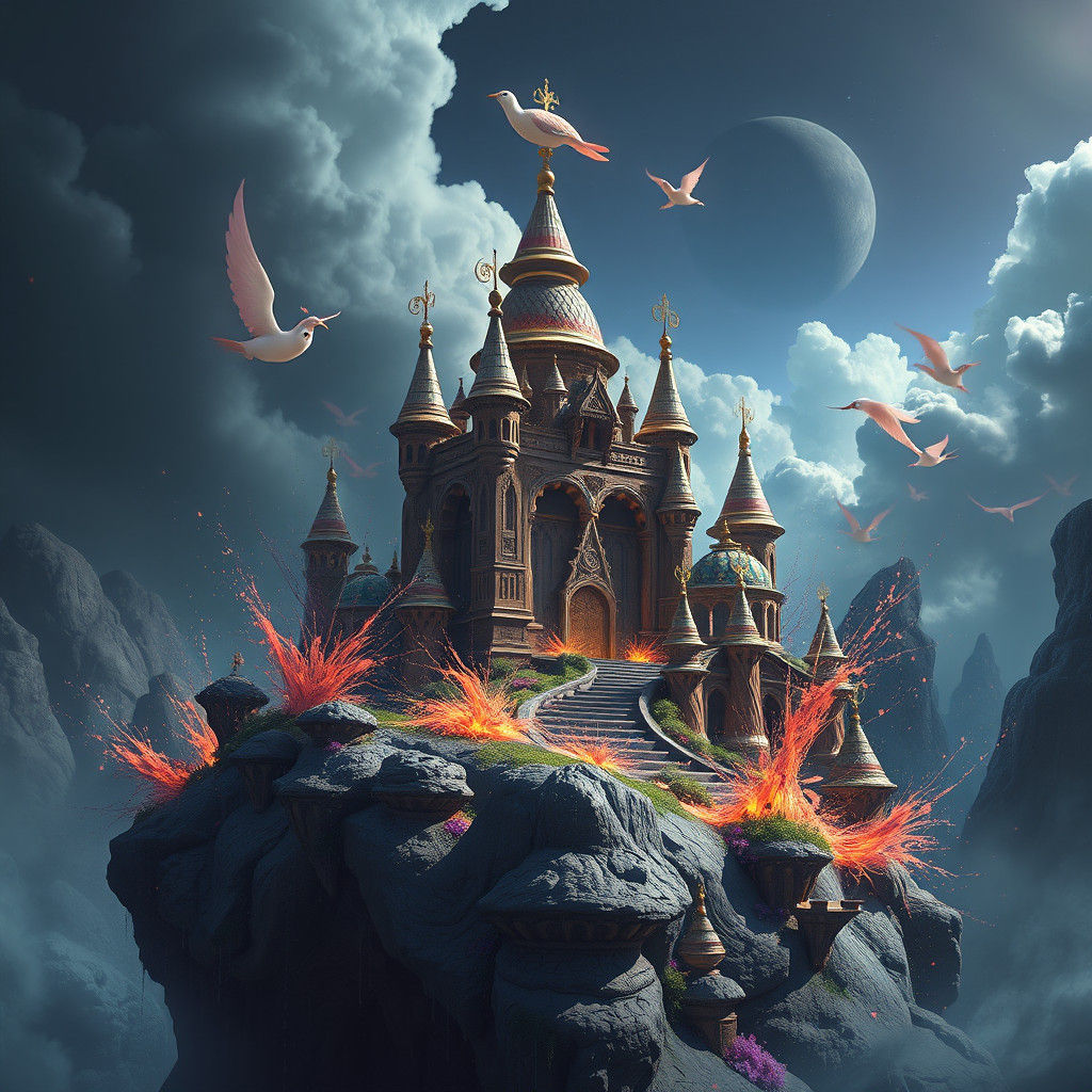 Enchanted Castle Concept Art in Vivid Fantasy Style