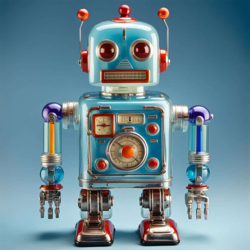 Retro Blown Glass Robot with Internal Robotics