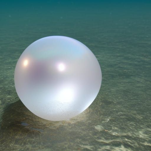 Glowing Pearl Floating in a Blue Sea