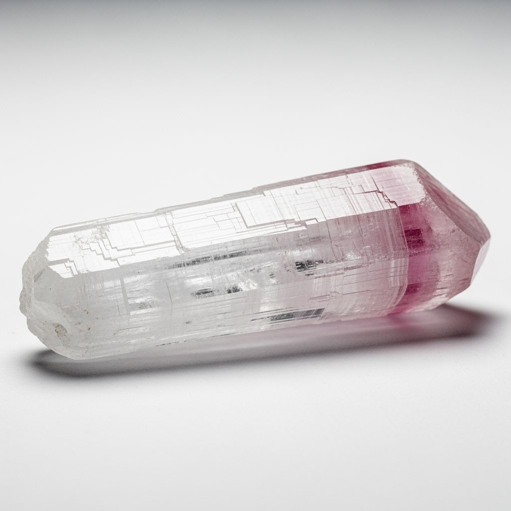 Mostly White Tourmaline Crystal with Pink Hue