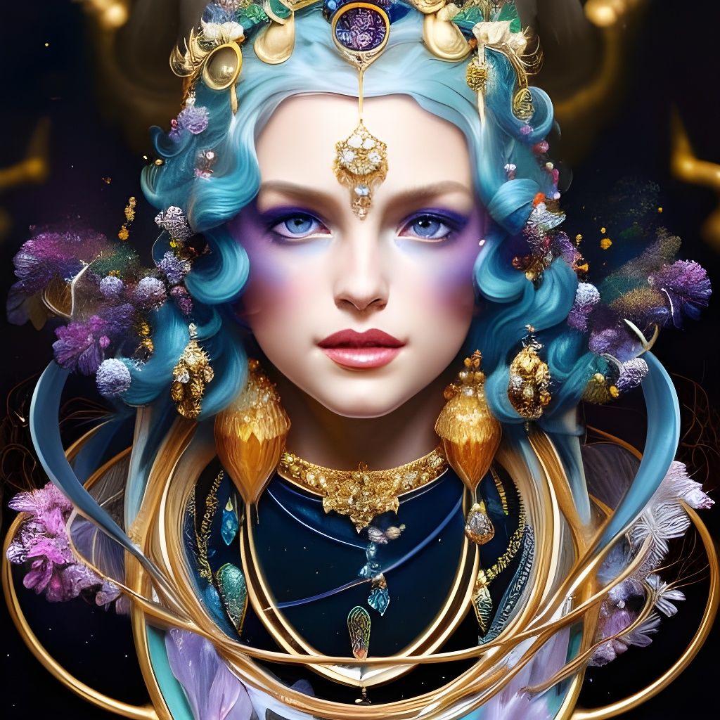 Crystalline Queen Portrait in Art Nouveau Style