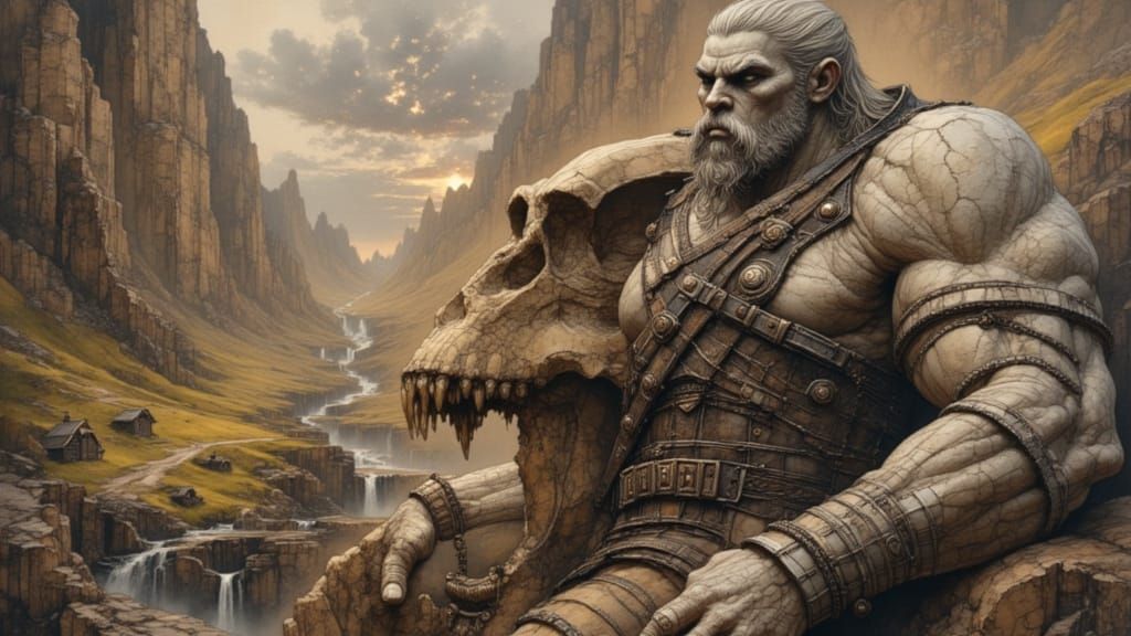 Barbarian King Gazes Over Skull Mountain City