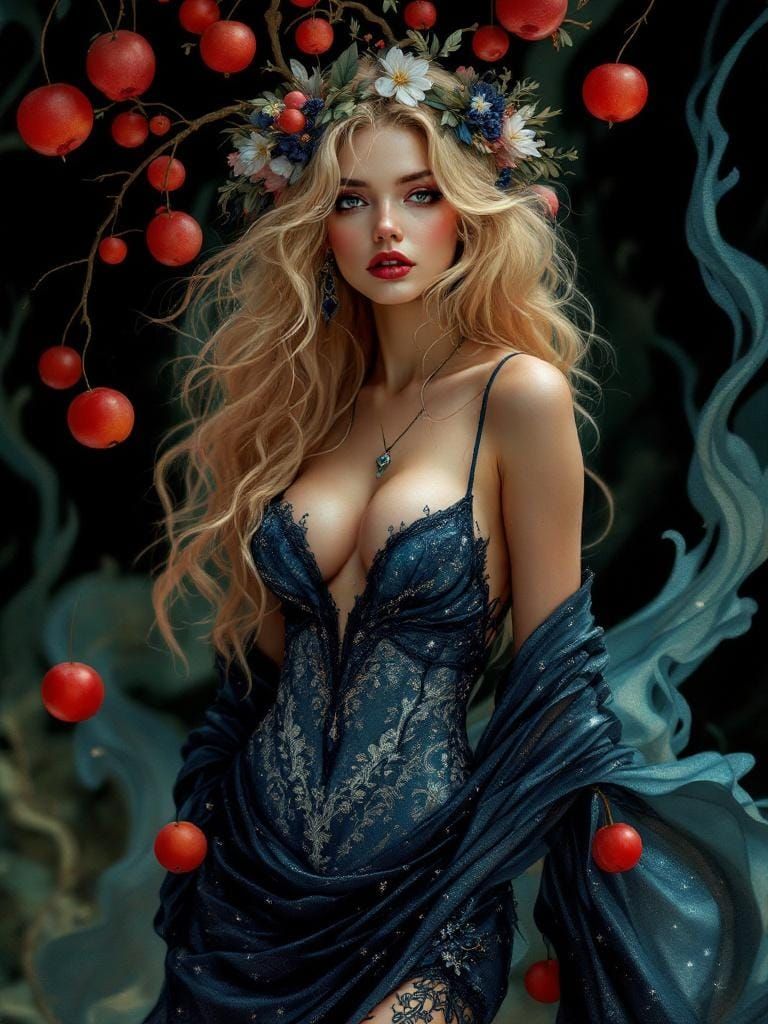 Victorian Gothic Pin-Up with Ethereal Melancholy