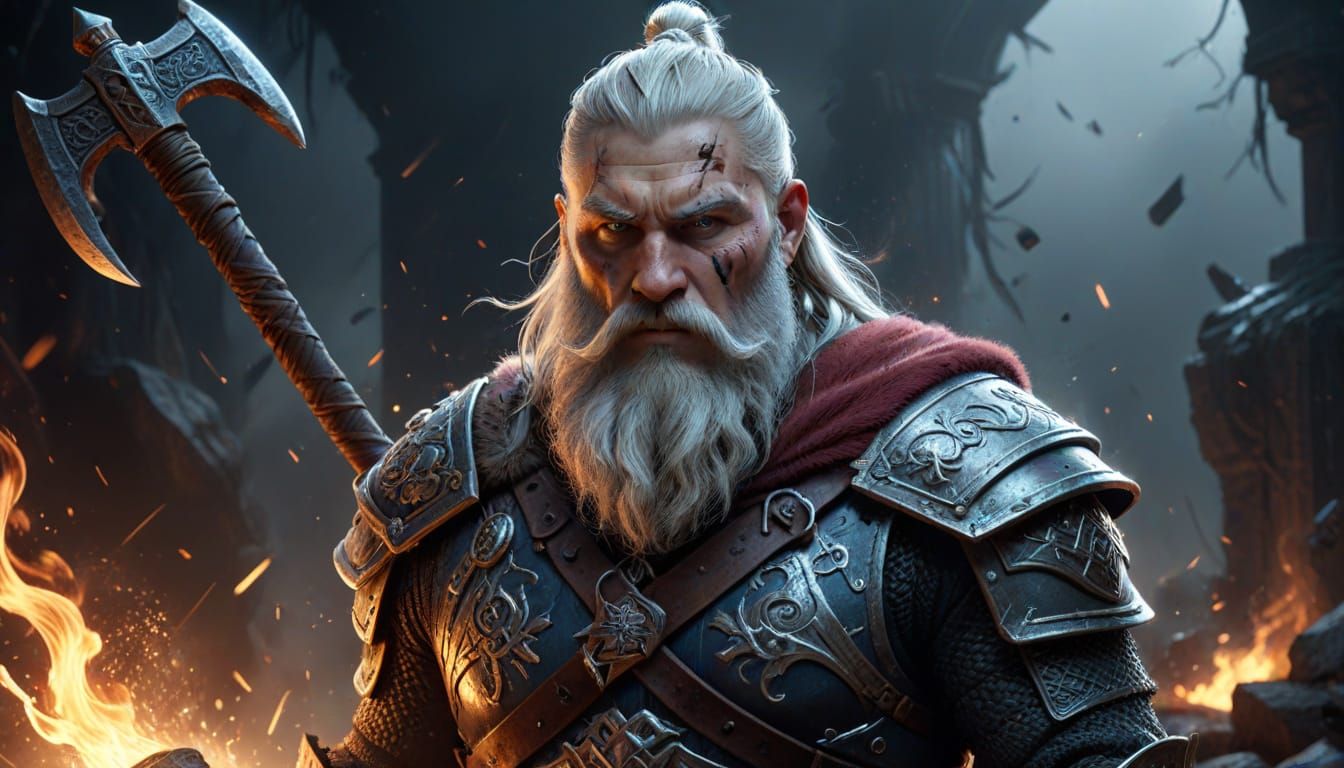 Epic Norse Warrior Portrait in Intricate Armor