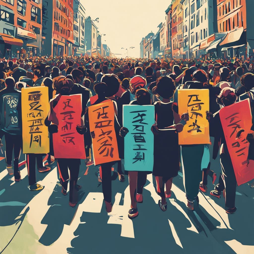 Diverse Crowd Unites for Social Justice in Vibrant Street Ar...